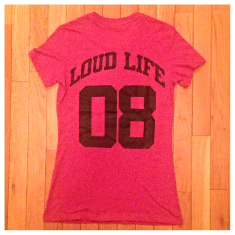 Image of Women's twill red S.O.C. LOUDLIFE tee 