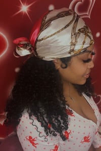 Image 1 of Pink & Brown Silk Head Scarf