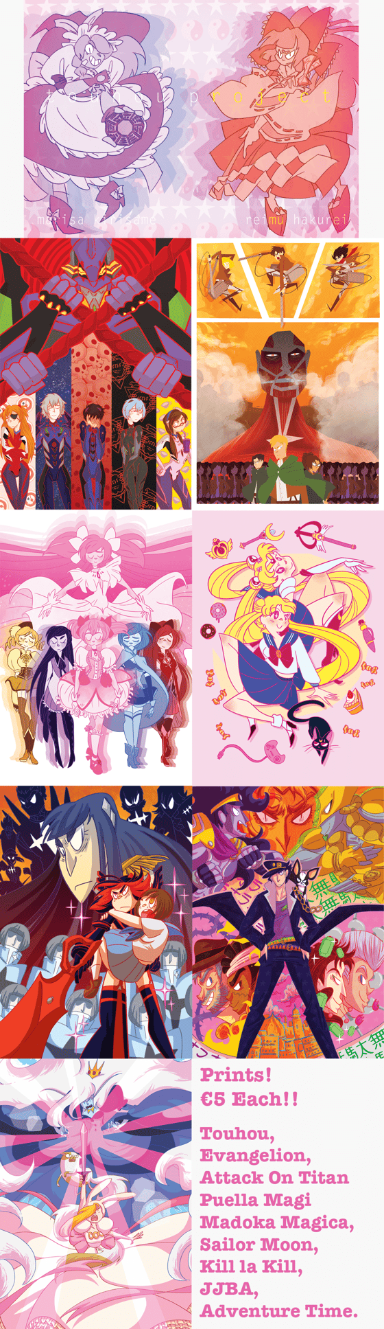 Image of Prints! Evangelion, Attack On Titan, PMMM + many more