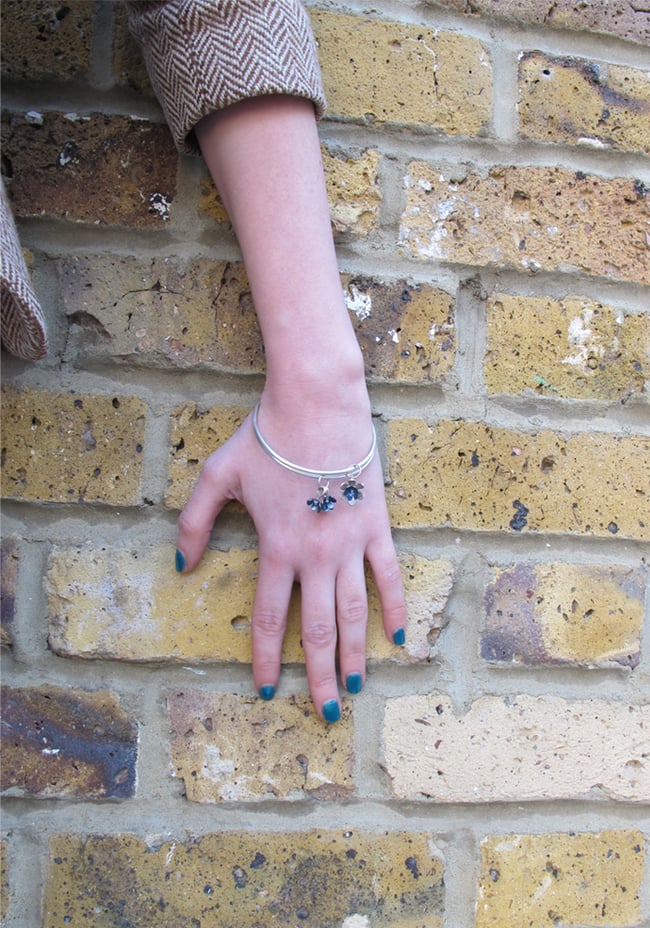 Springtime Double Forget-me-not Flower charm bangle