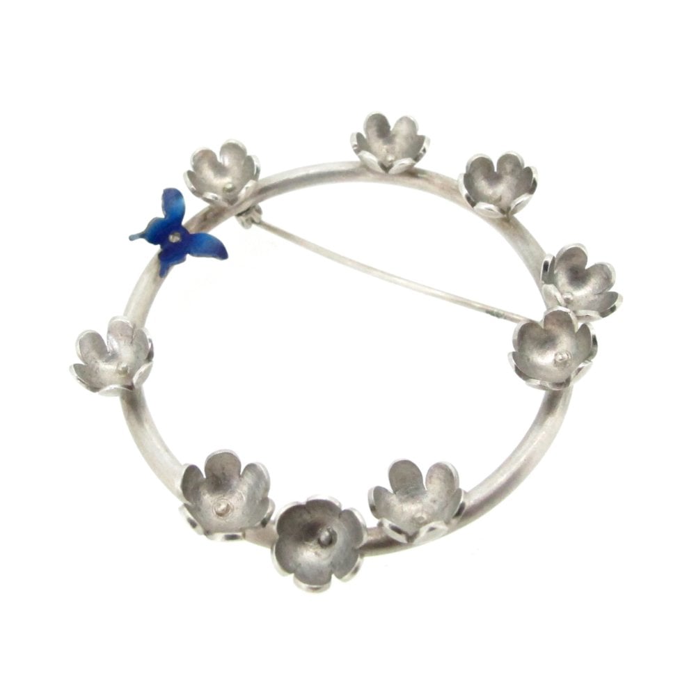 Image of Springtime Butterfly & daisy circlet brooch