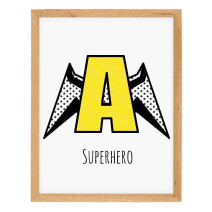 Image of SUPERHERO WINGS personalised letter giclee print