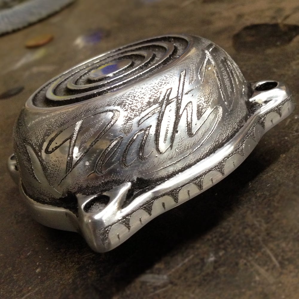Image of Death Trap hand engraved CV carb cover