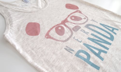 Image of "Nerdy Panda" Gradient Tank Top (Tri-Oatmeal)