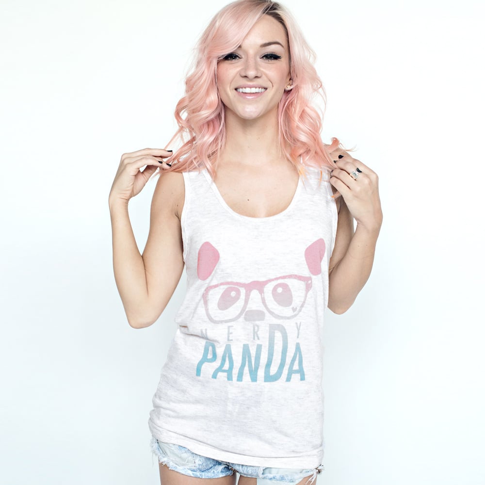 Image of "Nerdy Panda" Gradient Tank Top (Tri-Oatmeal)