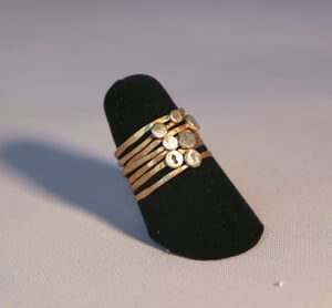 Image of Stackable 14k Goldfill Hammered Rings with Sterling Silver Drops