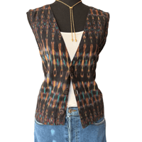 Image 1 of Vintage 1990s Ikat Hand Woven Cotton Vest by Chicos -Womens Size L 