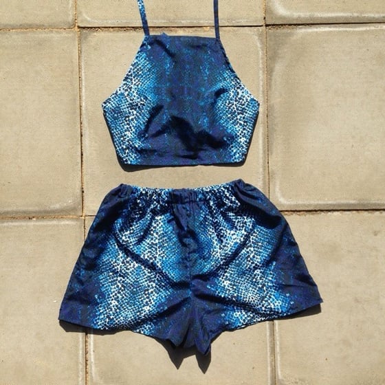 Image of Blue Snakeskin Two Piece
