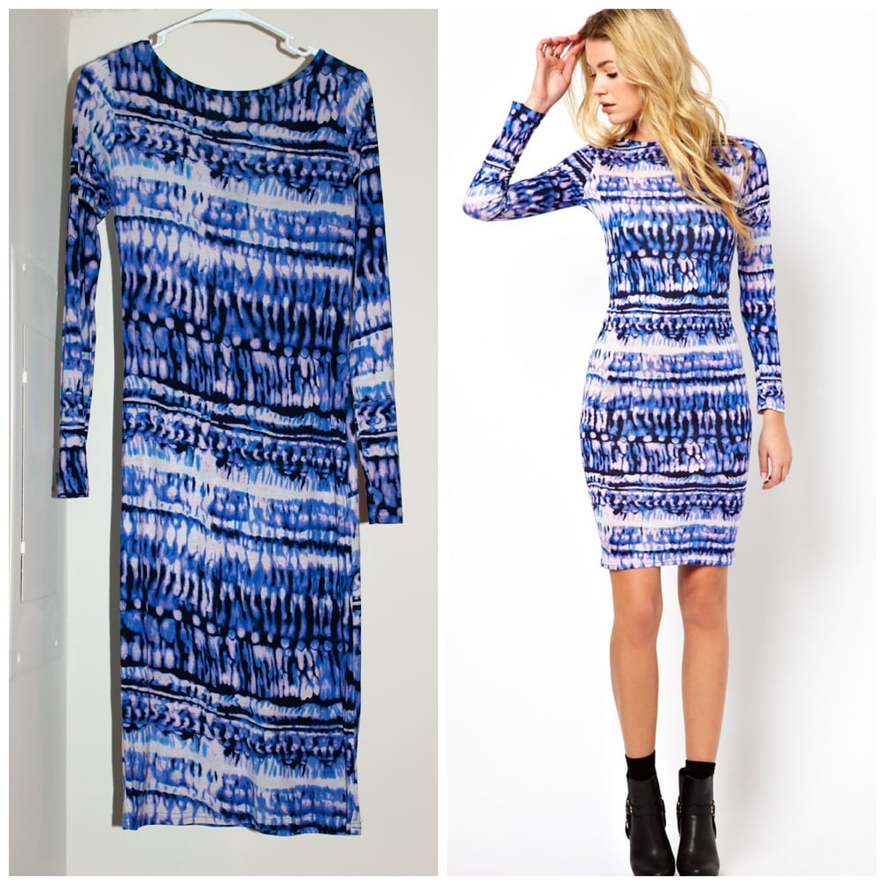 Image of Blue Abstract Midi Dress
