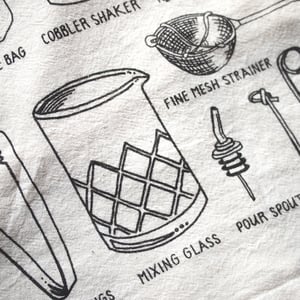 Bar Tools Tea Towel by Alyson Thomas of Drywell Art. Available at shop.drywellart.com