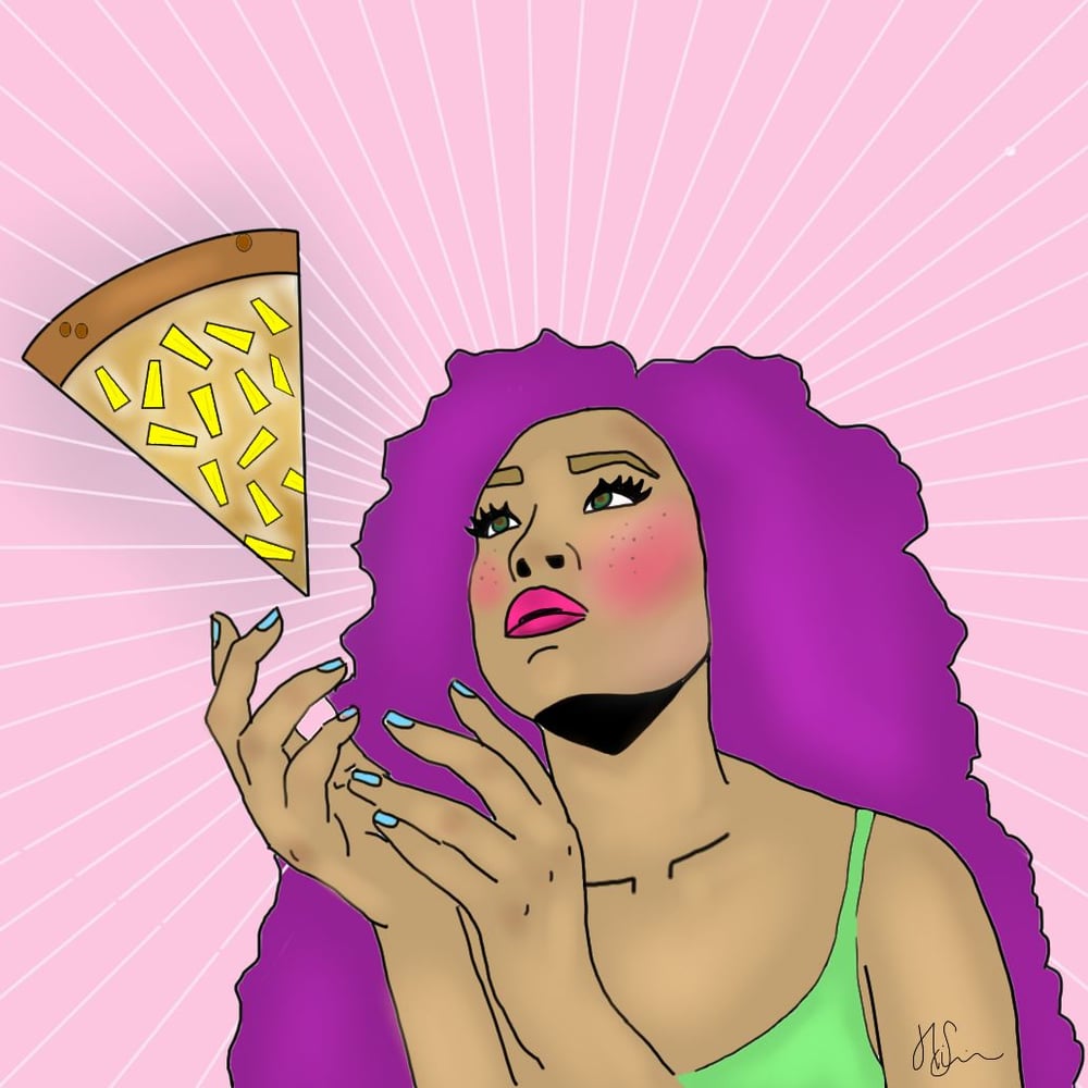 Image of Lady with Pizza 