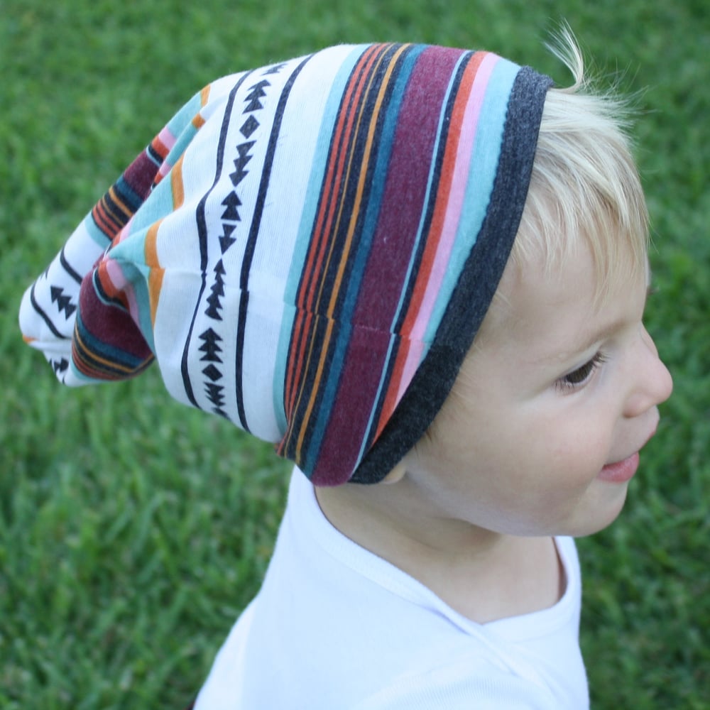 Image of Reversible Aztec Slouchy Baby Beanie