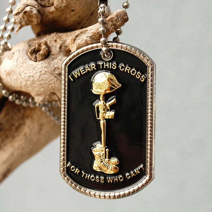 Battlefield Cross Fallen Soldier Dog Tag Command