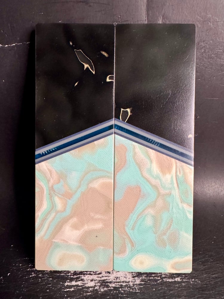 Image of Raffir Curly Uranium & Burl G10 GLOW Segmented Knife Scales