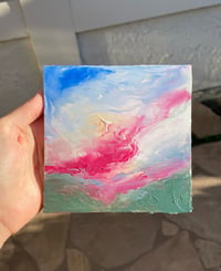 Image 4 of “Little Pink Sky Painting” oil on wood 5 x 5 inches  
