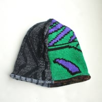 Image 2 of Reworked Reversible Beanie 80s Abstract x Blue Cashmere