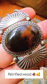 Image 1 of Vintage Petrified Wood and Rope cuff