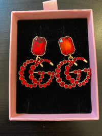 Red GG inspired dangling earrings 