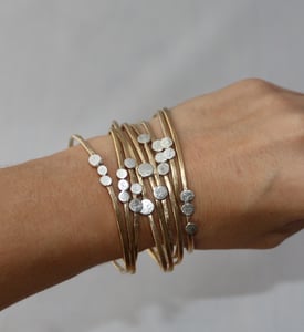 Image of Stacking Brass Cuffs with Sterling Silver Drops