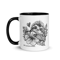Image 4 of Tropical Flower Sloth Coffee Mug Line Art by CrystalsArtPaws