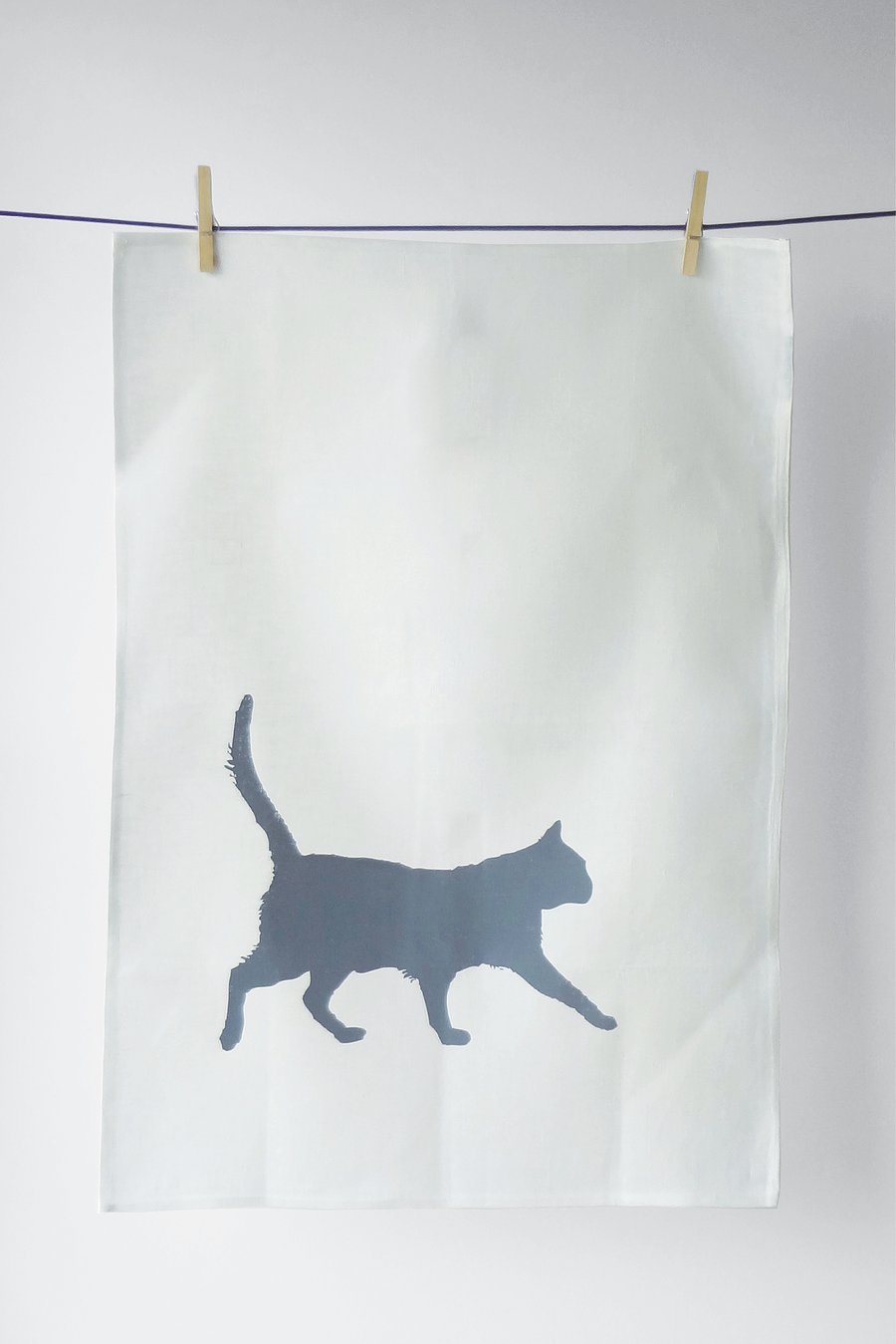 Image of Cat in Grey - Tea Towel