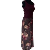 Image 3 of Vintage 90s Moody Brown Floral Maxi Skirt - Size 10 Made in Italy 