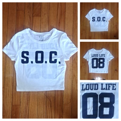 Image of Women's white S.O.C. Loudlife Croptop 