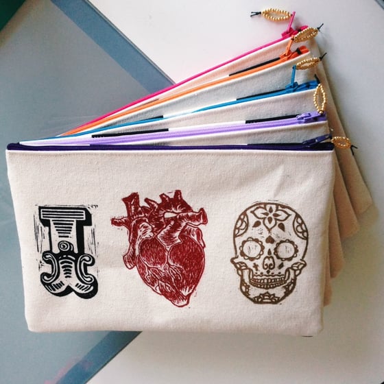 Image of 'I Heart Sugar Skulls' Zip Case