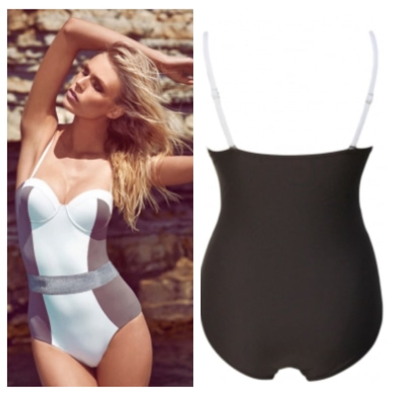 Image of Bustier Top Color Block Swimsuit