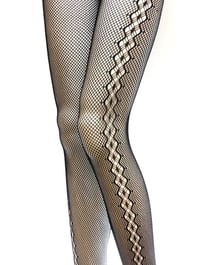 Image 1 of SIDE MILLIPEDE DESIGN FISHNET STOCKINGS