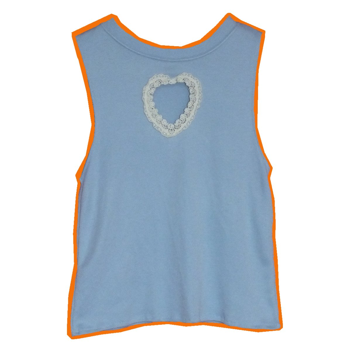 Baby Blue Crop Top With Cut Out Lace Heart / Sbuns Fashion Shop