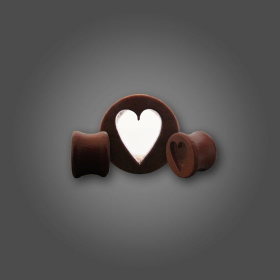 Image of WOODEN HOLLOW HEART PLUG