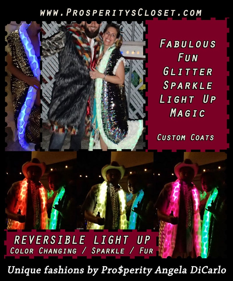 Image of Vest - Light Up, Color Changing, Faux Fur, Sparkly Playa Coat Full Length Vest