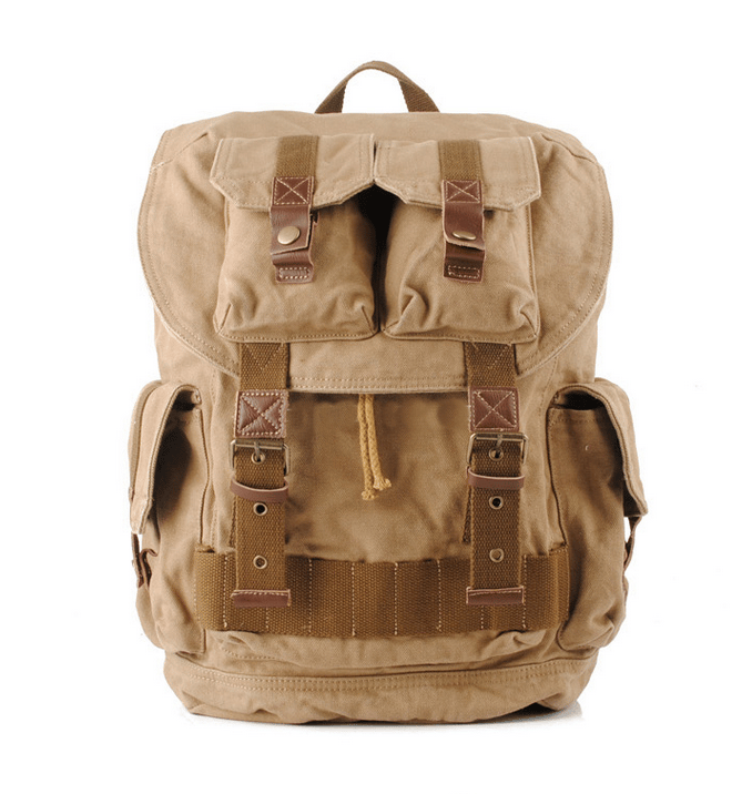 Image of VINTAGE CANVAS HIKING TRAVEL MILITARY BACKPACK MESSENGER TOTE BAG L118