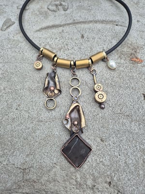 Rauchtopaz and bullet casings necklace 