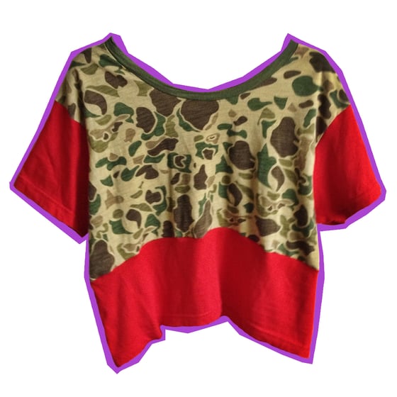 Image of Red And Camo Crop Tee