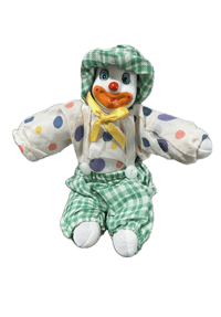 Image 1 of Vintage Plaid Clown Doll (green)