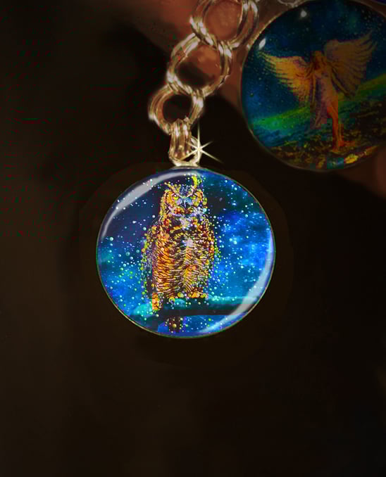 Image of Star Owl  Silver Charm - Conduit To Celestial Wisdom