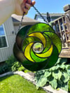 Green Stained Glass  Color Swirl with Clear Fish-Eye