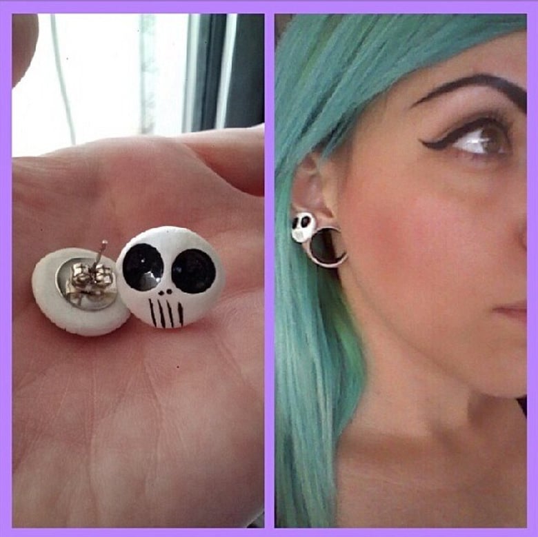 Image of Miss Misfits signature skull earrings