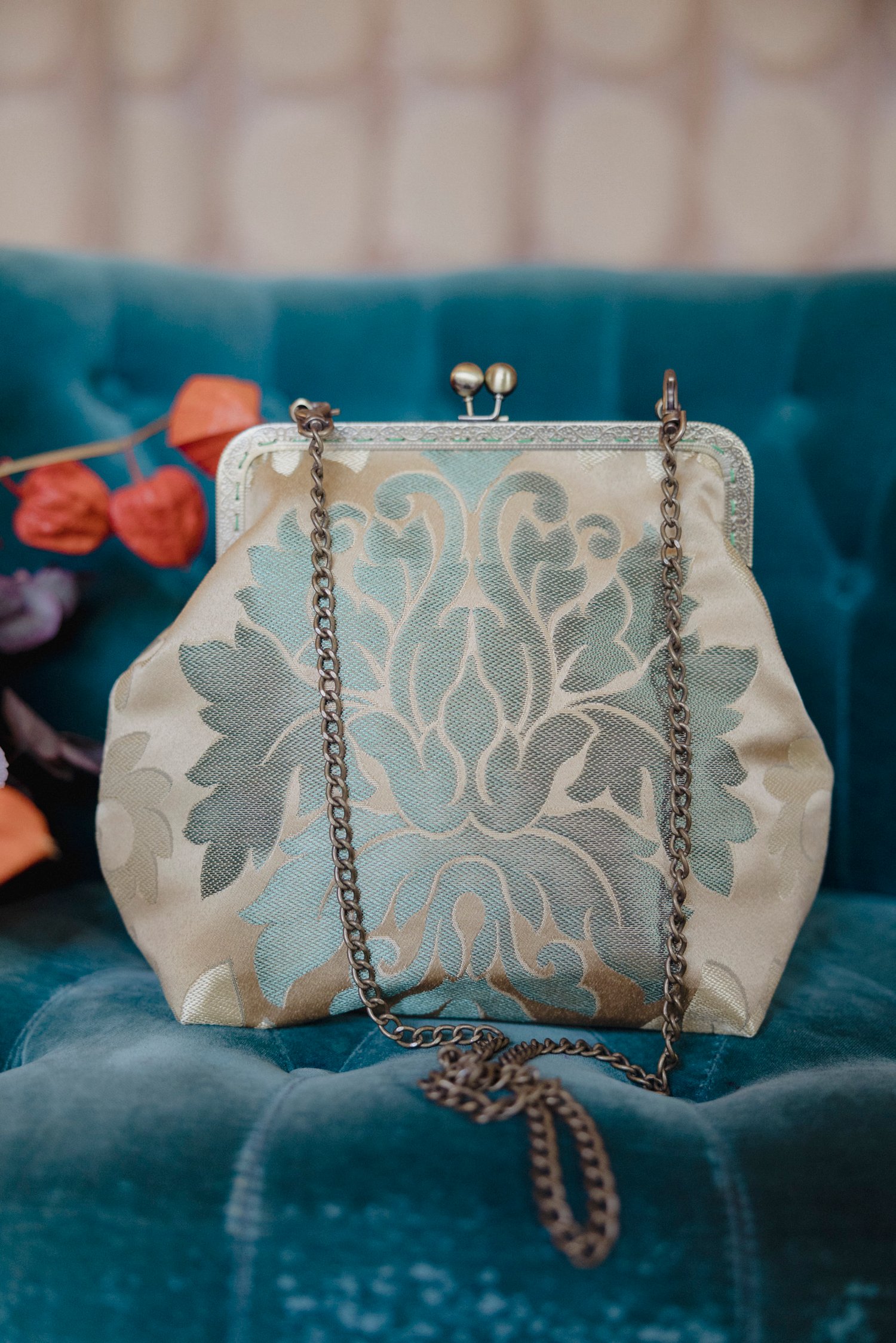 Image of Giuggiola Bag Damasco Oro e Verde Smeraldo