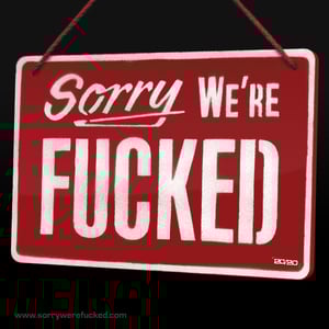 Image of SORRY WE'RE FUCKED - Screen Printed Perspex Sign