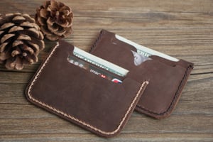 Image of Minimalist Slim Wallet Front Pocket Double Sleeve Wallet Groomsmen Gifts Leather Credit Card Holder