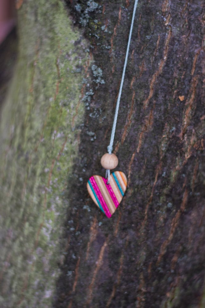 Image of Recycled Skateboard Necklace Heart