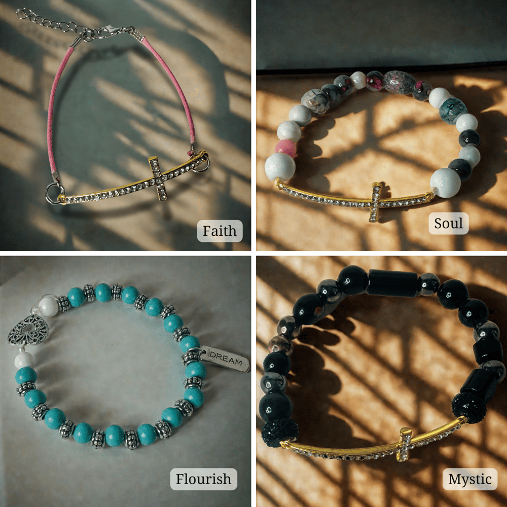 Image of Handmade Beaded Bracelets – Faith, Love, Serenity, and Inspirational Charm Jewelry