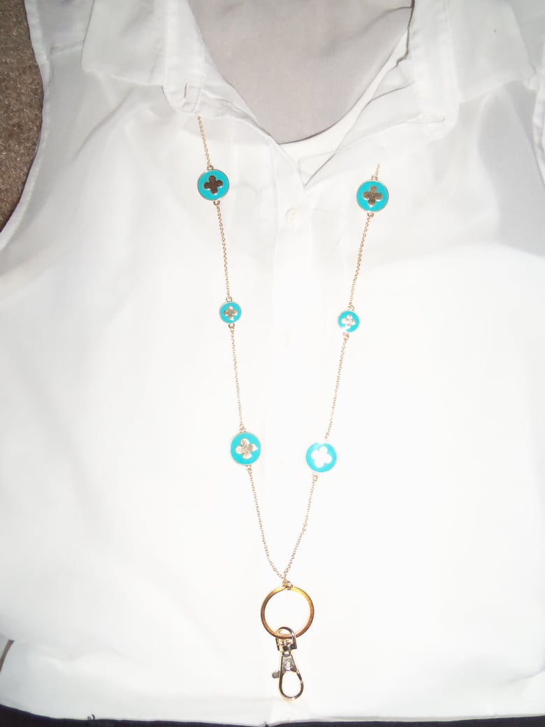 Image of Turquoise and Gold Lanyard