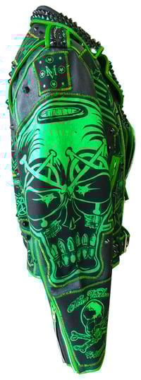 Image 3 of Evil Green Machine Keybone Leather Jacket 