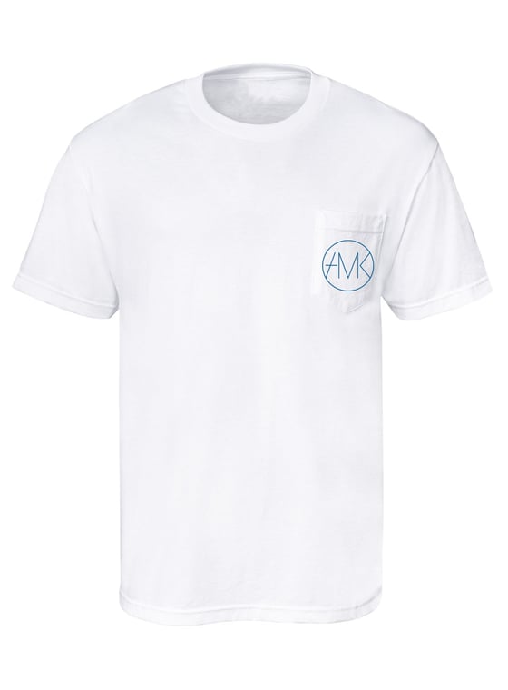 Image of ON SIGHT POCKET TEE / WHITE & TEAL