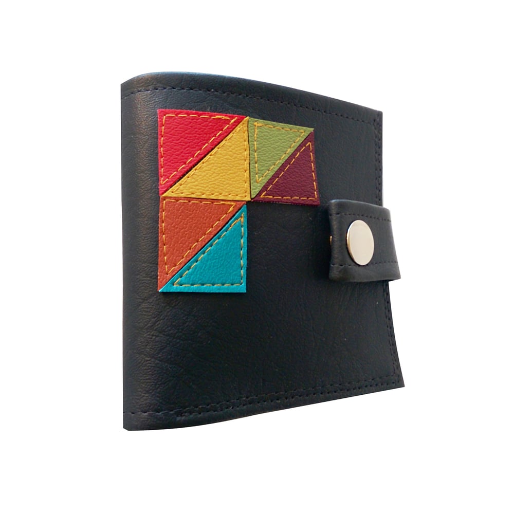 Image of GeoTriangles ) Bifold Wallet With Snap (Plus Zipper)