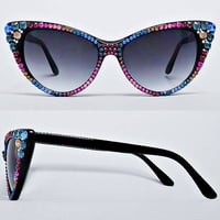 Image 2 of Crystal Studded Cat Eye Sunglasses - Full frame crystals